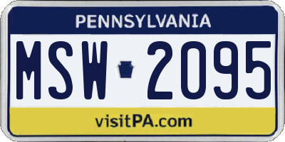PA license plate MSW2095