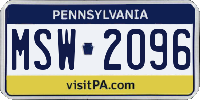 PA license plate MSW2096