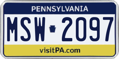 PA license plate MSW2097