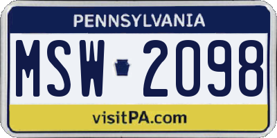 PA license plate MSW2098
