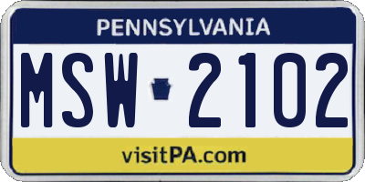 PA license plate MSW2102