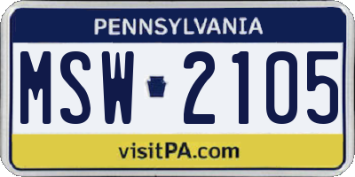PA license plate MSW2105