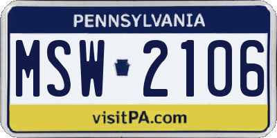 PA license plate MSW2106