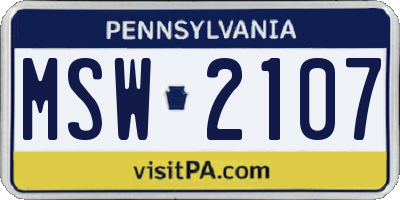 PA license plate MSW2107