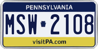 PA license plate MSW2108