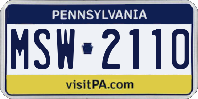 PA license plate MSW2110