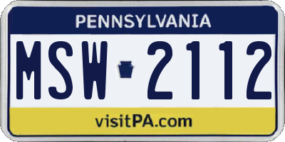 PA license plate MSW2112