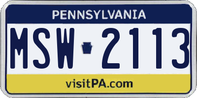 PA license plate MSW2113