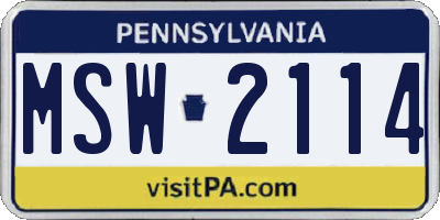 PA license plate MSW2114