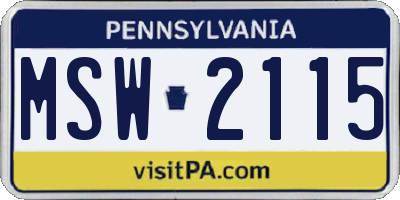 PA license plate MSW2115