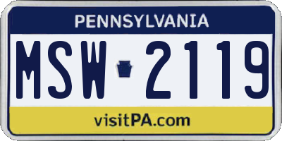 PA license plate MSW2119