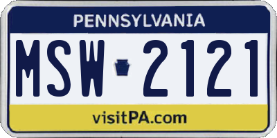 PA license plate MSW2121