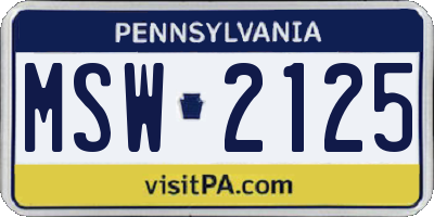 PA license plate MSW2125