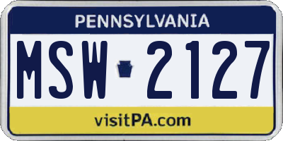 PA license plate MSW2127