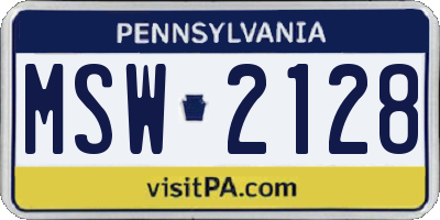 PA license plate MSW2128