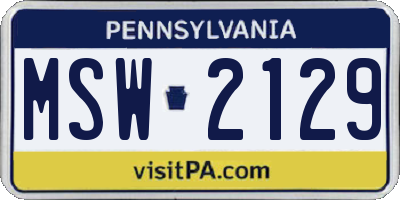 PA license plate MSW2129