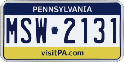 PA license plate MSW2131