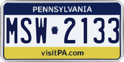 PA license plate MSW2133