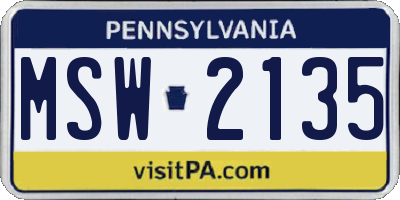 PA license plate MSW2135