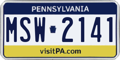 PA license plate MSW2141