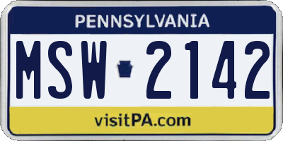 PA license plate MSW2142