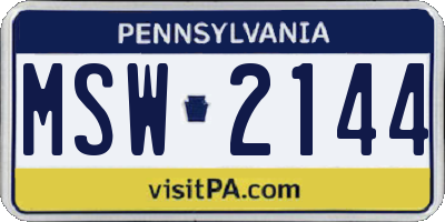 PA license plate MSW2144