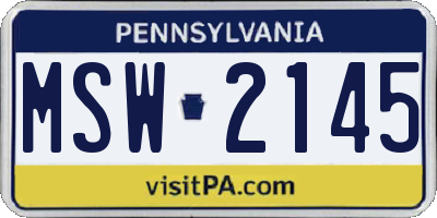 PA license plate MSW2145