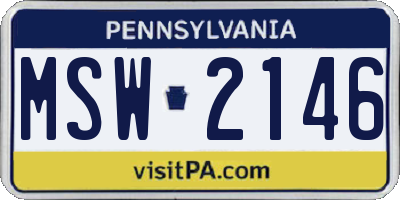 PA license plate MSW2146