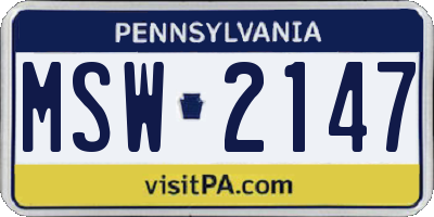 PA license plate MSW2147