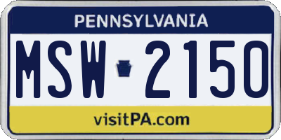 PA license plate MSW2150
