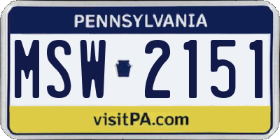PA license plate MSW2151