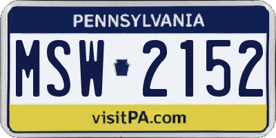 PA license plate MSW2152