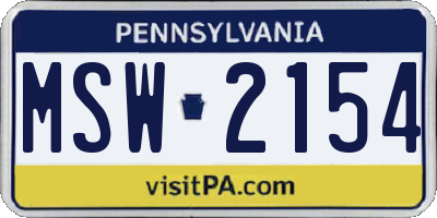 PA license plate MSW2154
