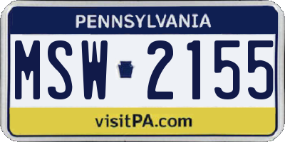 PA license plate MSW2155