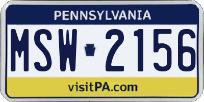 PA license plate MSW2156