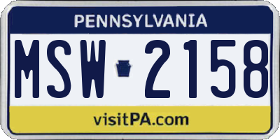 PA license plate MSW2158
