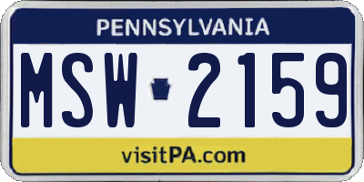 PA license plate MSW2159