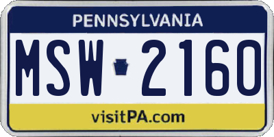 PA license plate MSW2160