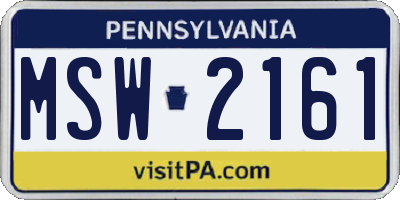 PA license plate MSW2161