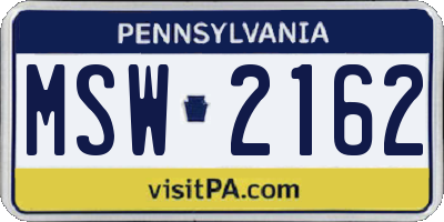PA license plate MSW2162