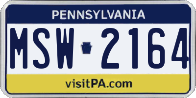 PA license plate MSW2164