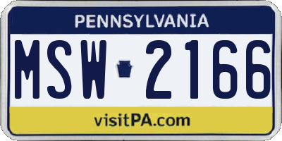 PA license plate MSW2166