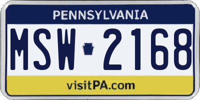 PA license plate MSW2168
