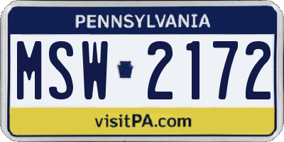PA license plate MSW2172