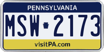 PA license plate MSW2173