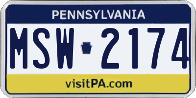 PA license plate MSW2174