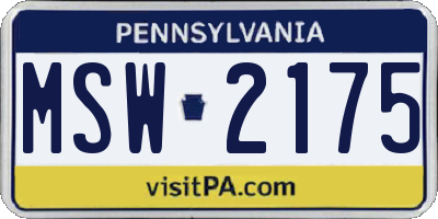 PA license plate MSW2175