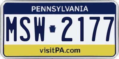 PA license plate MSW2177