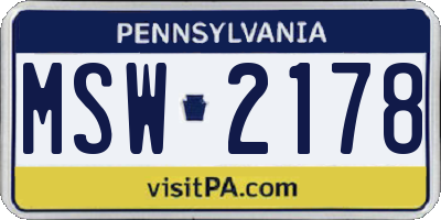 PA license plate MSW2178