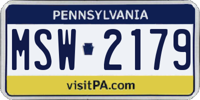 PA license plate MSW2179